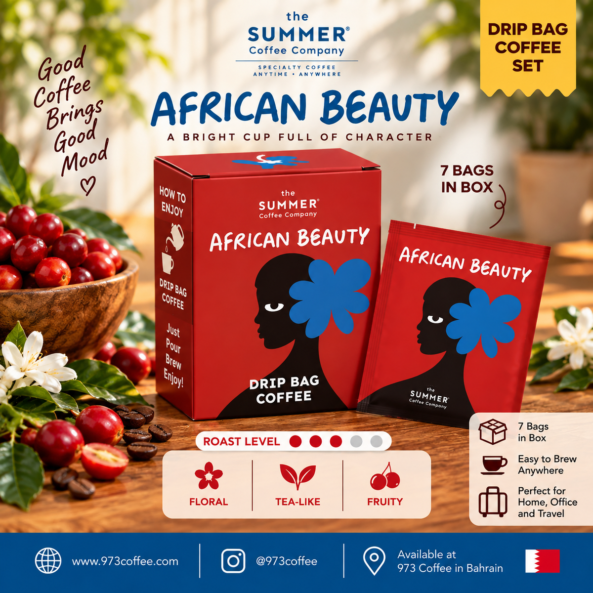 African Beauty – قهوة Drip Bag من The Summer Coffee Company | 7 أكياس ☕